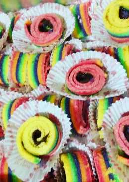 Rainbow cake gulung