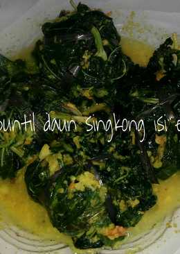 Buntil daun singkong ebi