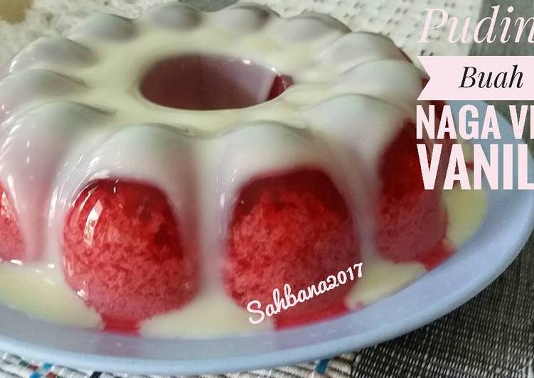 gambar untuk cara membuat Puding Buah Naga Vla Vanilla