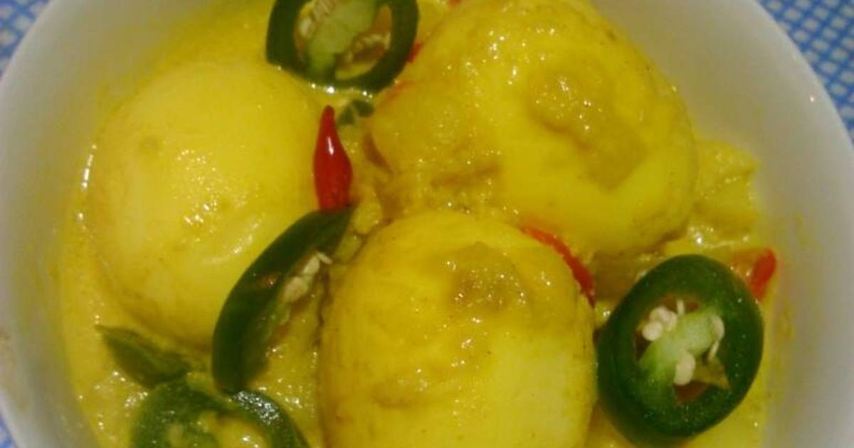 Resep Gulai  kuning  telur  dan kentang no santan tapi pakai 