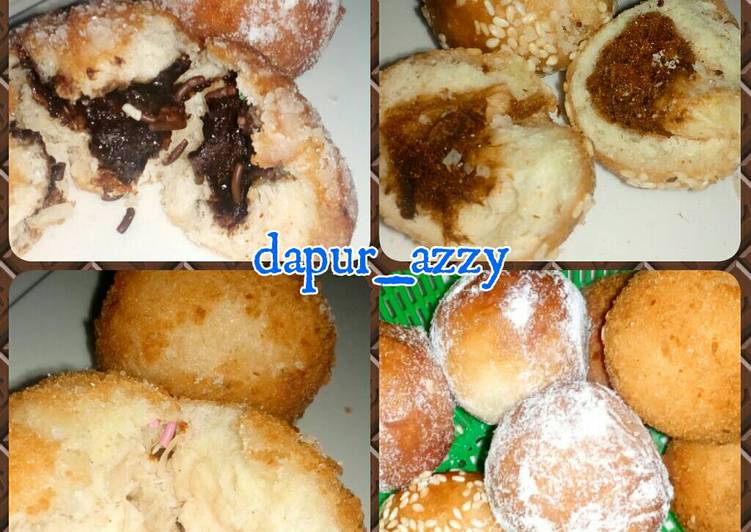 gambar untuk resep Roti Goreng/Donat Isi 3 Rasa (Keju, Abon & Cokelat)