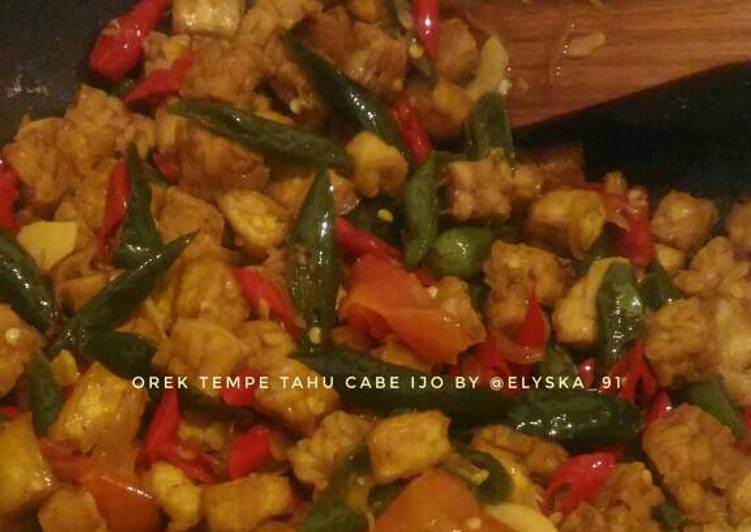 resep lengkap untuk Orek Tempe Tahu Cabe Ijo