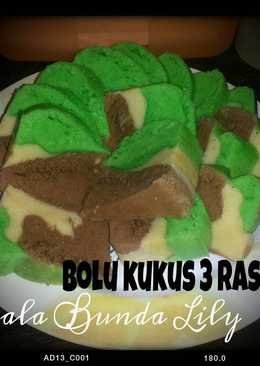 Bolu Kukus 3 Rasa (Pandan, santan & coklat)