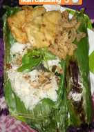 Nasi bakar isi tumis jamur ikan cakalang