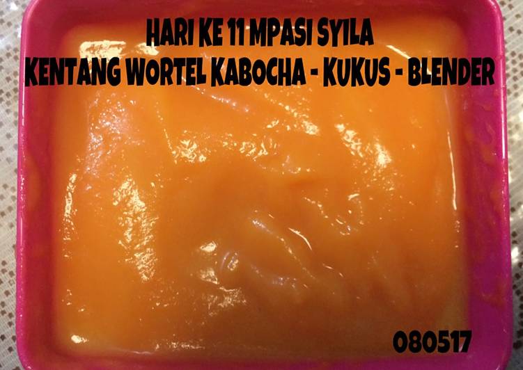 gambar untuk resep Mpasi 6m pure kentang wortel kabocha