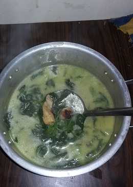 Bayam kuah nyos ayam bakar