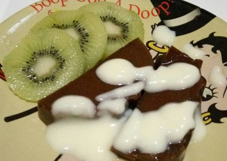 cara membuat Puding Sutra Coklat Kiwi