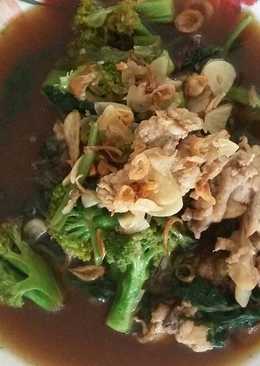 Tumis kangkung brokoli ayam tetelan