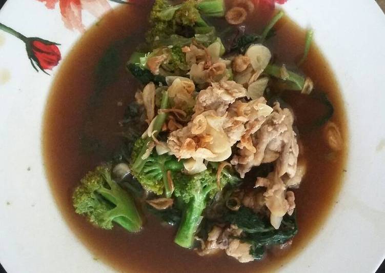 resep Tumis kangkung brokoli ayam tetelan