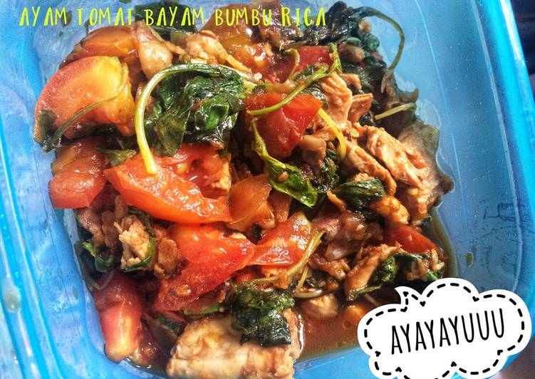 bahan dan cara membuat Ayam Tomat Bayam bumbu RICA