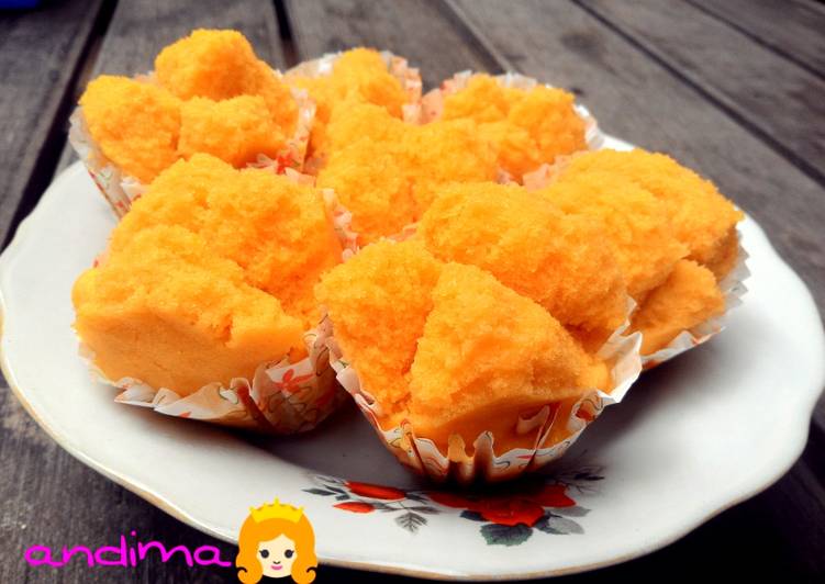 bahan dan cara membuat Bolu kukus mekar custard (Ekonomis)