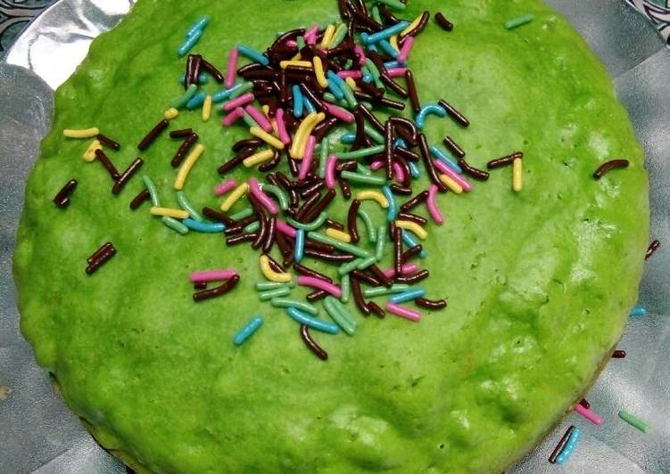 cara membuat Kue bolu pandan messes megiccom