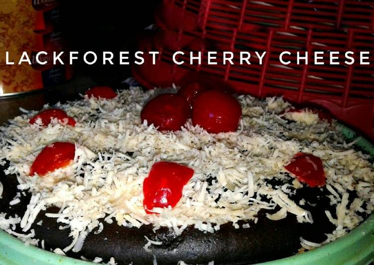 resep makanan Blackforest cherry cheese (no mixer, no oven)