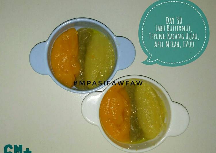 resep makanan Tepung Kacang Hijau, Butternut, Apel Merah (MPASI 6bln)