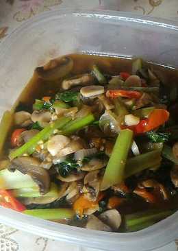 Jamur saus teriyaki cah sawi