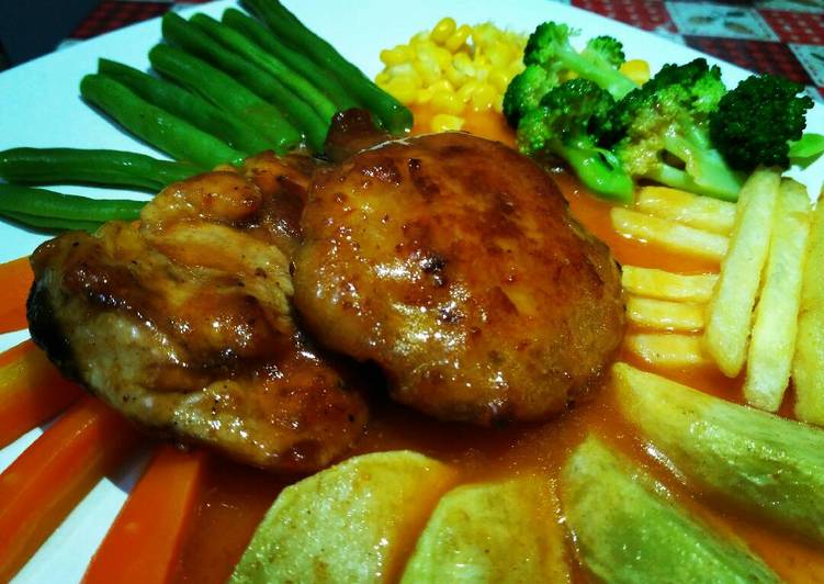 resep Chicken steak with brown sauce