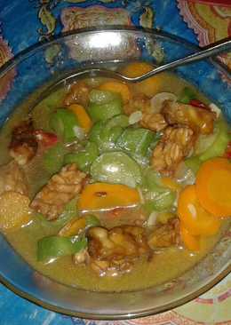 Tumis wortel, gambas, tempe