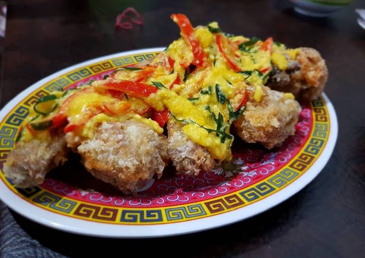 bahan dan cara membuat Sayap ayam goreng saus telur asin ala ala ????