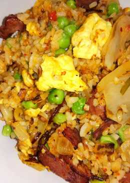 Smoked beef and kimchi fried rice