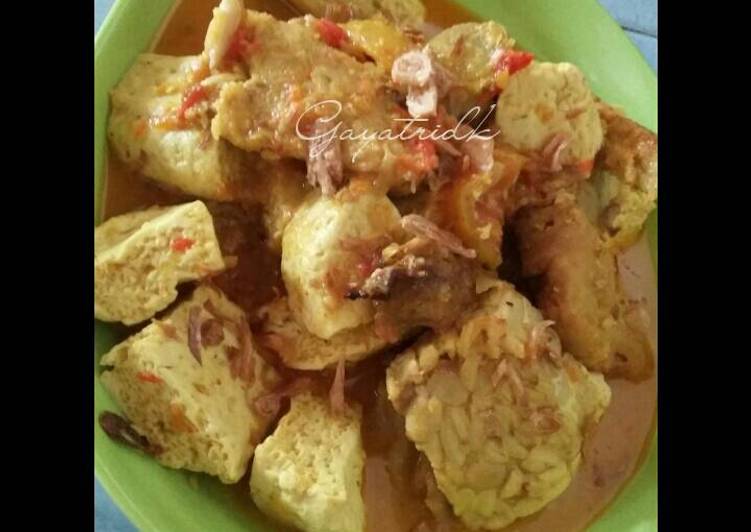 resep makanan Ikan pari,tahu tempe bumbu kuning pedas