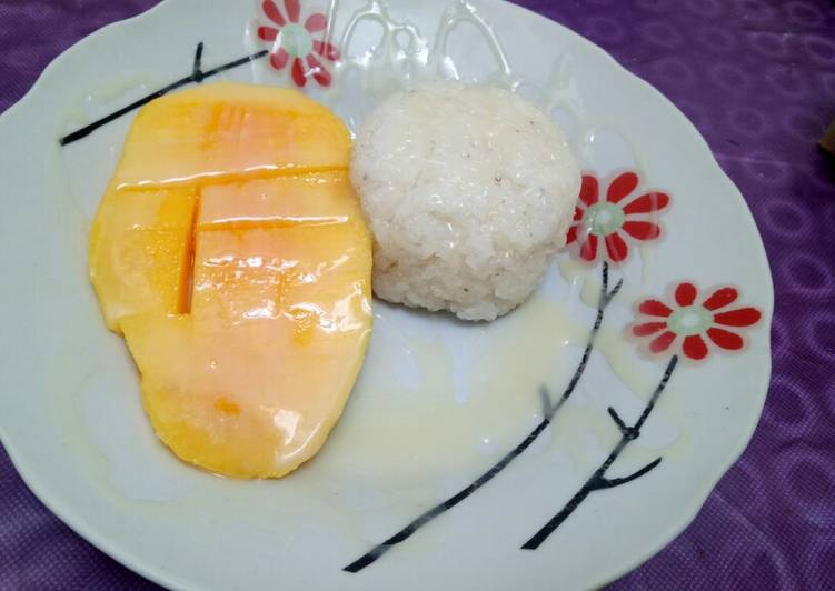 bahan dan cara membuat Mango sticky rice