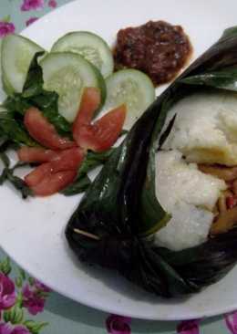 Nasi liwet bakar isi cah jamur (mantap & praktis)