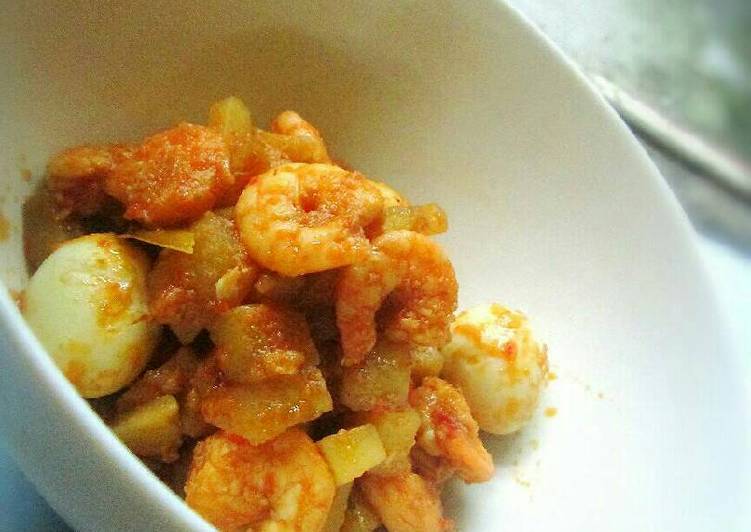 resep Sambel goreng kentang telur puyuh & udang