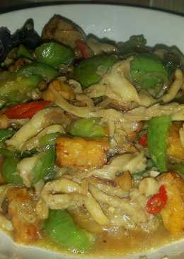 Tumis oyong tempe jamur tiram