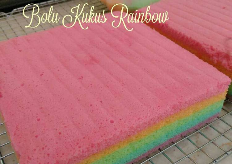 cara membuat Rainbow cake ekonomis (2 telur)