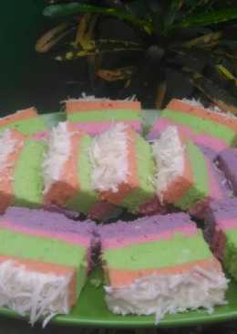 Rainbow cake kukus toping keju