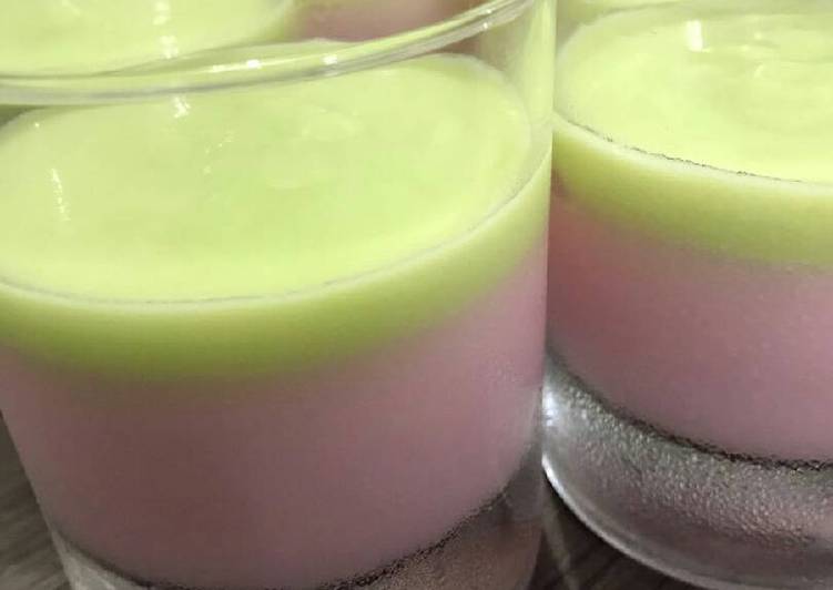 resep Silky puding pelangi