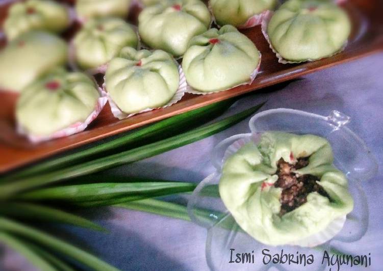 resep masakan Biapong/Bakpao Pandan Isi Kacang