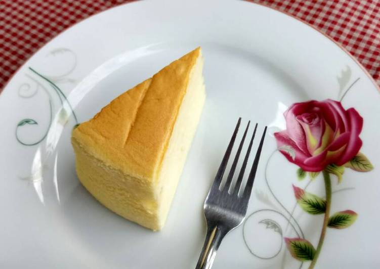 bahan dan cara membuat Japanese Cotton Cheesecake Super Cheesy No Cream Cheese