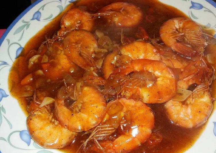 Resep Udang asem manis pedas lada hitam By shofi Jen