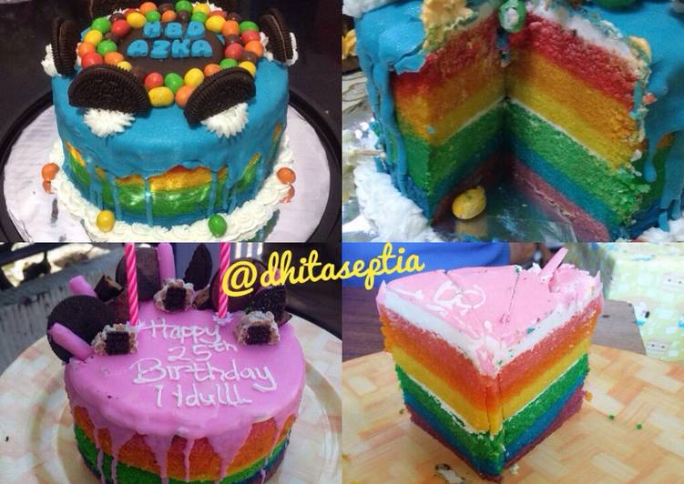 gambar untuk cara membuat Rainbow Steamed Cake