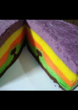 Rainbow cake putih telor