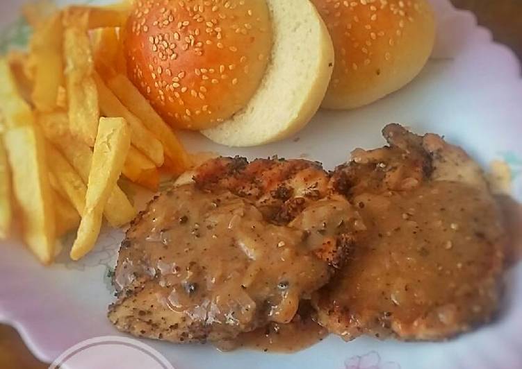 resep lengkap untuk Grill Chicken Steak w/Blackpepper Sauce