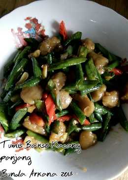 Tumis Bakso + Kacang Panjang mudah dan cepat