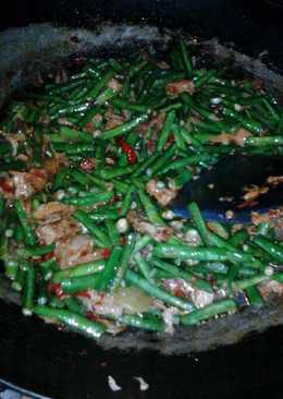 Oseng kacang panjang udang tempe