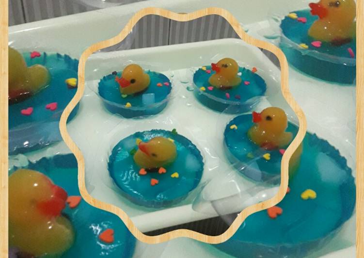 bahan dan cara membuat Puding bebek 3D