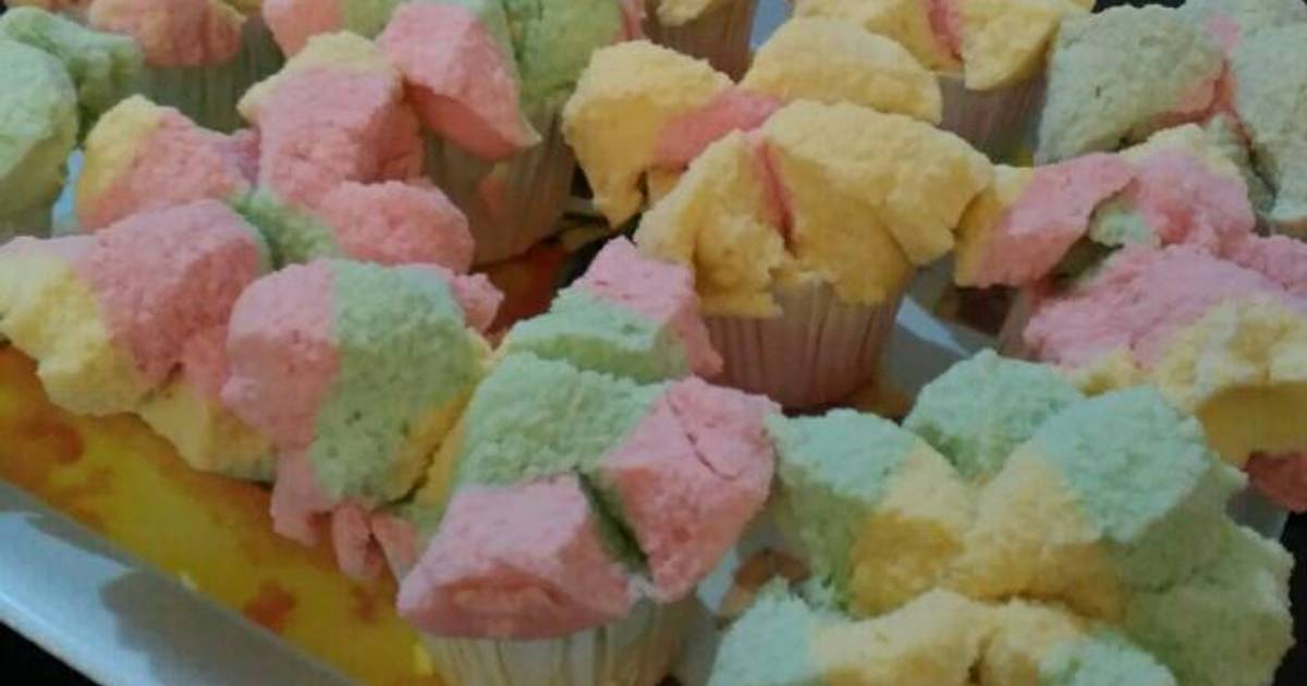 Resep Bolu kukus pelangi mekar