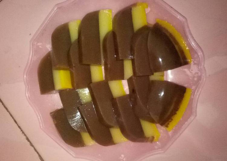 resep lengkap untuk Puding lapis coklat mangga