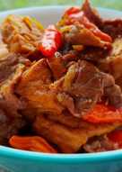 Semur Pedas Manis Daging Iris, Telur, Tahu & Tempe