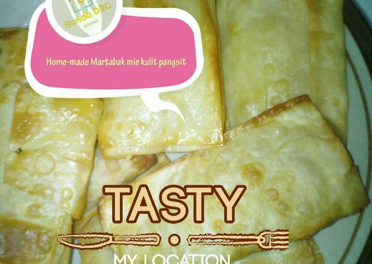 bahan dan cara membuat Home-Made Martabak mie kulit pangsit