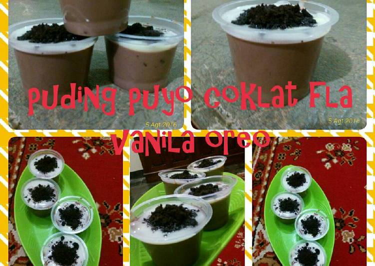 resep makanan Puding puyo coklat fla vanila