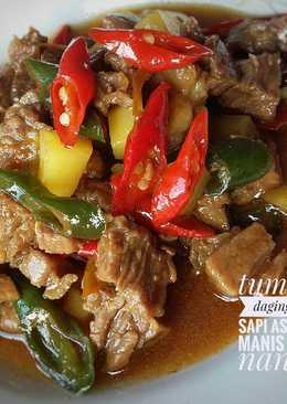 Tumis daging sapi asam manis