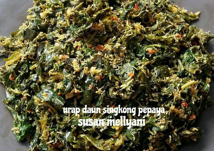 resep Urap daun singkong & daun pepaya ????