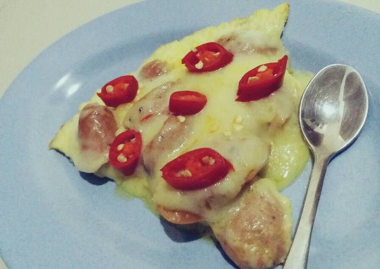 resep lengkap untuk Pizza Hut Sosis Mozarella