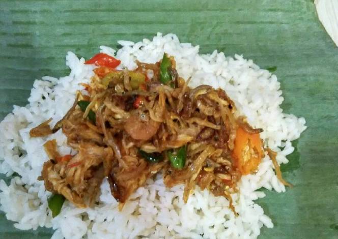 Resep Nasi bakar(isi ayam and teri Medan pedasss) oleh 