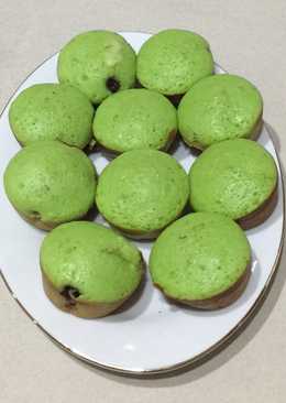 Kue Cubit pandan isi choco chips+keju leleh dgn cupcake maker